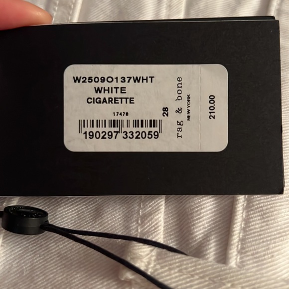 NWT rag & bone Jeans Cigarette White Denim Size 25, 27,28, or 30 available - Picture 10 of 11